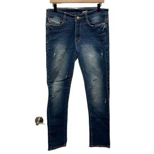 Diesel Jeans Women - Distressed Blue Stripe Pocket Slim Fit - Size 34